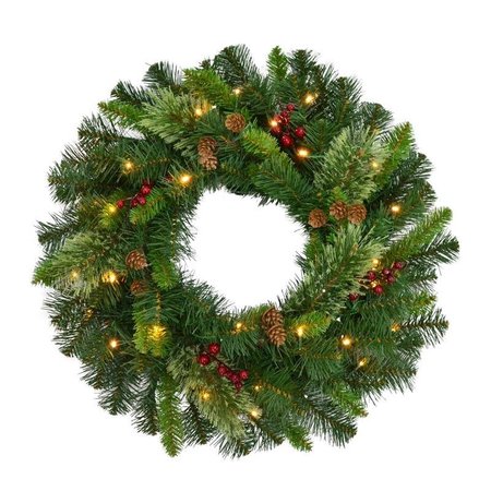 HOLIDAY BRIGHT LIGHTS Celebrations Home 24 in. D LED Prelit Warm White Wreath MCPWR24BOWWA